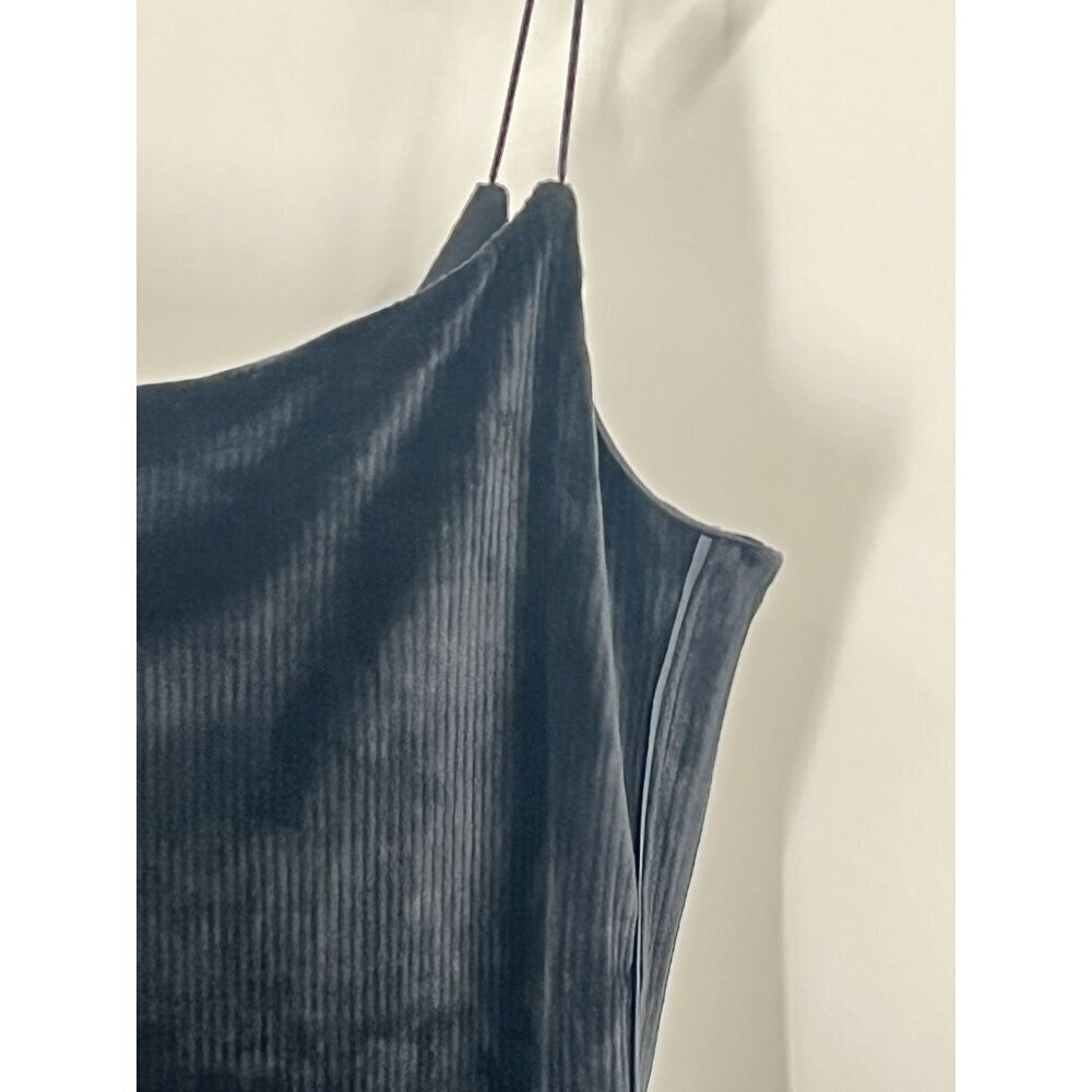 Victorias Secret Black Velvet Ribbed Mini Slip Dress Goth Sz Medium 90s babydoll - Picture 3 of 6